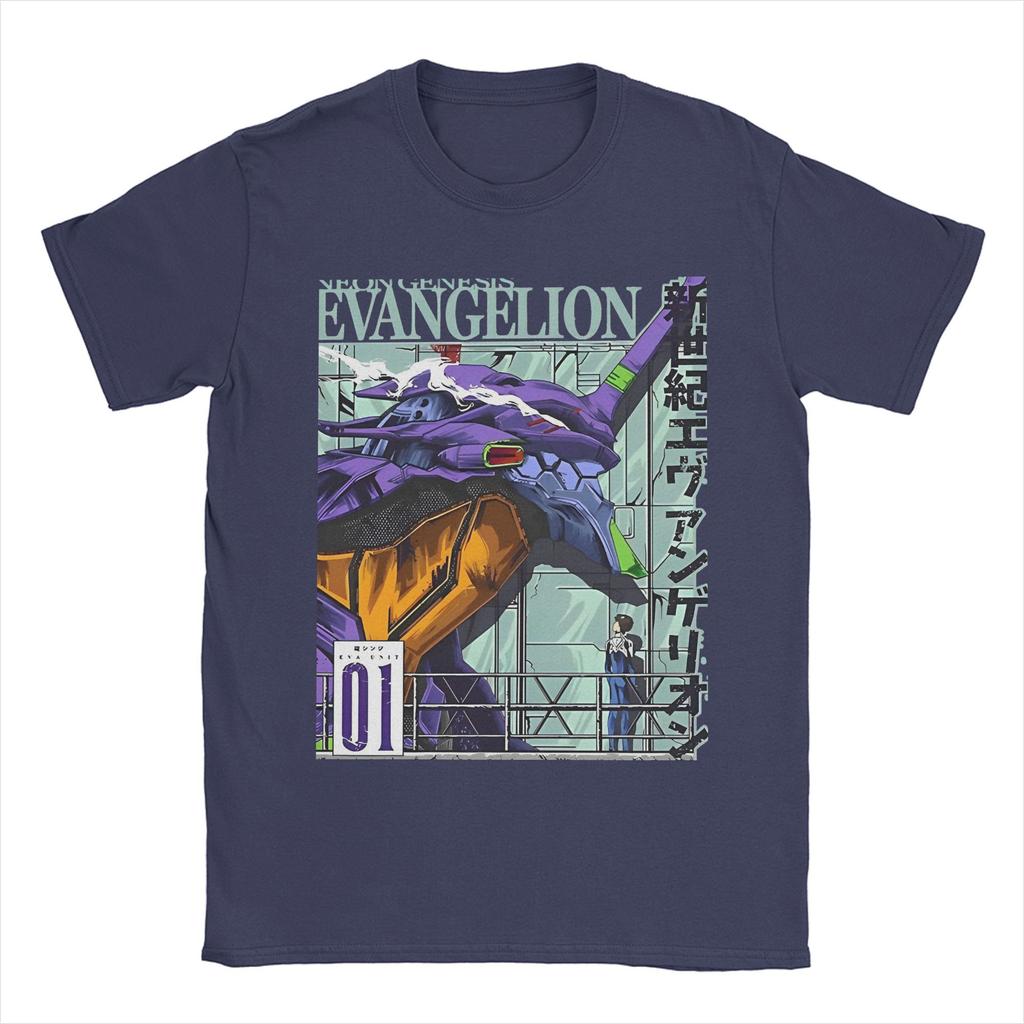 01 EVANGELION T-shirts Pour Unisexe Femmes 100Coton Vêtements Hip Hop EVA Anime Col Rond Manches Courtes