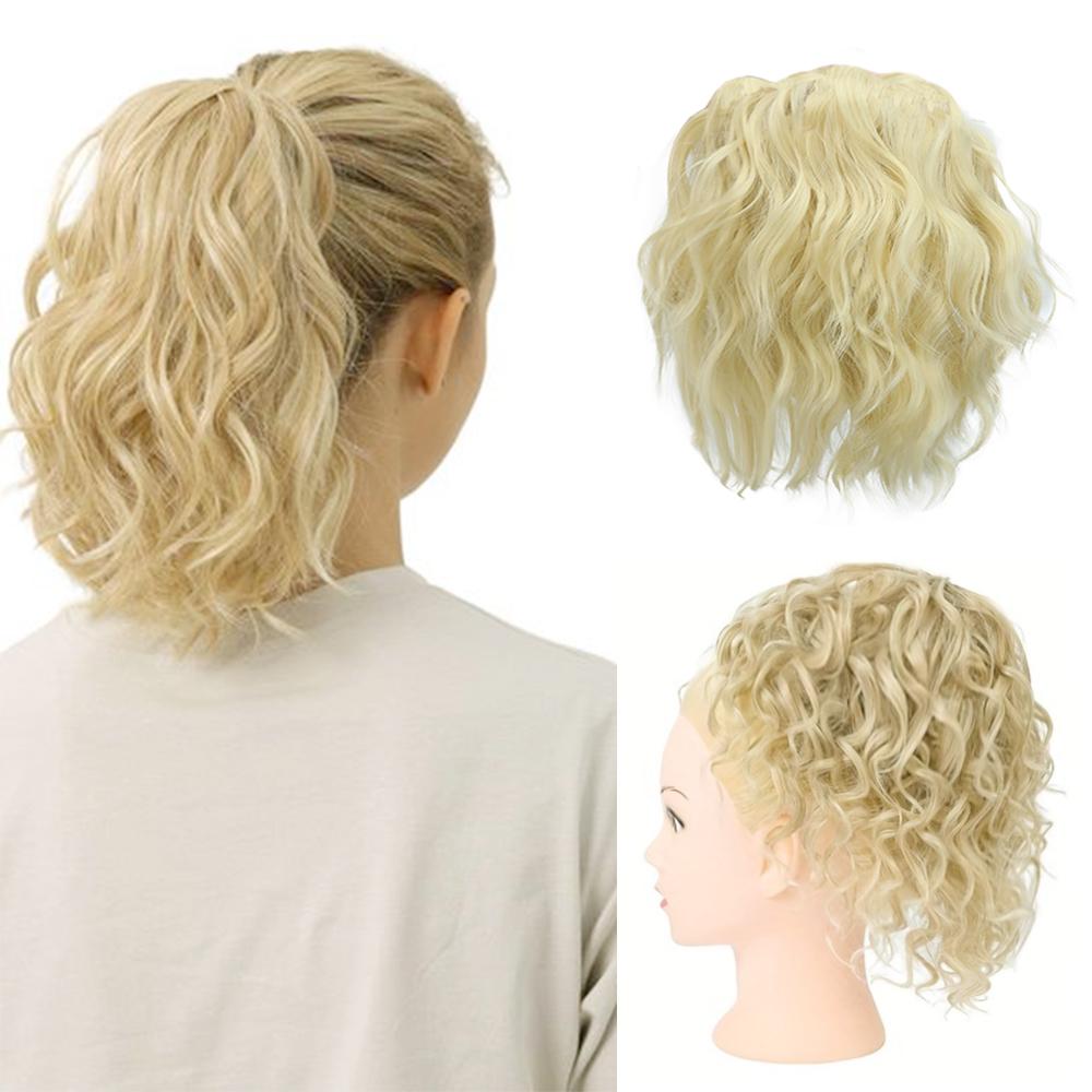 MISS WIG Synthetic Messy Bun Hair Piece - Loose Wavy Curly Drawstring Ponytail Wig Extension For Women