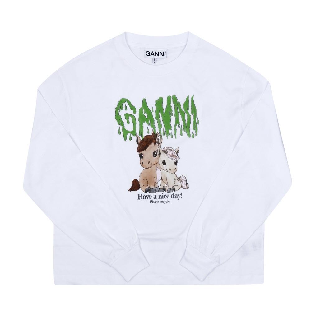 Ganni Women Long Sleeve T shirT Pony Logo A1050077 151