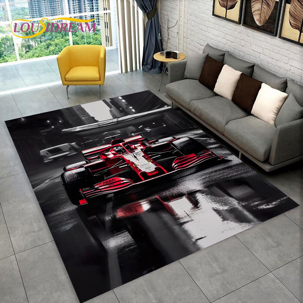 Racevoertuig Autocoureur Cartoon Tapijt Vloerkleed voor Huis Woonkamer Slaapkamer Bank Deurmat Decor, Kind Speelplek Tapijt Antislip Vloermat