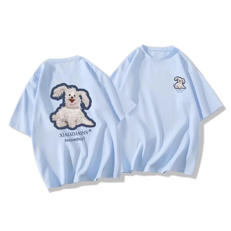 Koszulki z czystej bawełny Kobiety lato uroczy nadruk z kreskówki hip hop Streetwear casualowa koszulka Damska Harajuku Oversize Krótki Rękaw niebieski y2k Topy młoda dziewczyna