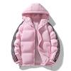 Men's Trendy Three-Stripe Hooded Down Jacket - Thick, Warm & Loose Fit