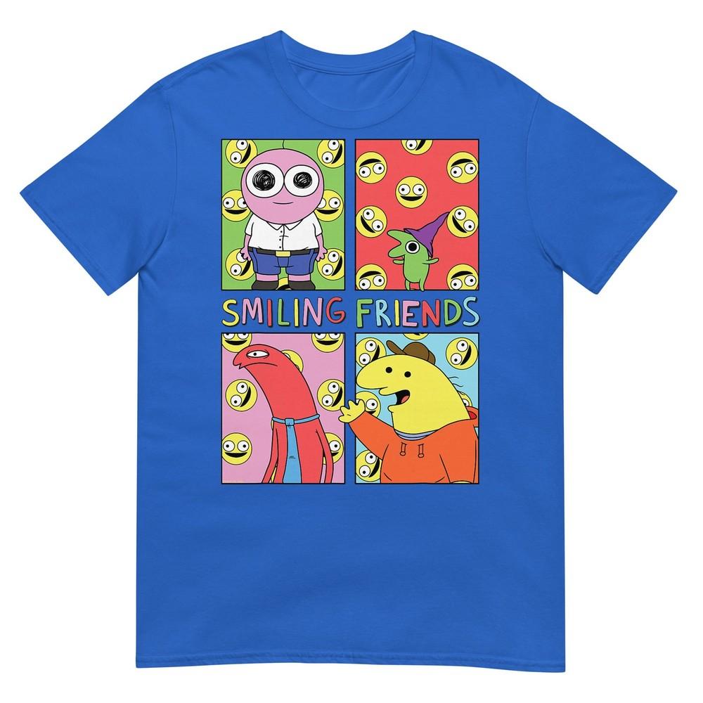 Smiling Friends Pop Art Charakterraster Lustiges Cartoon-T-Shirt