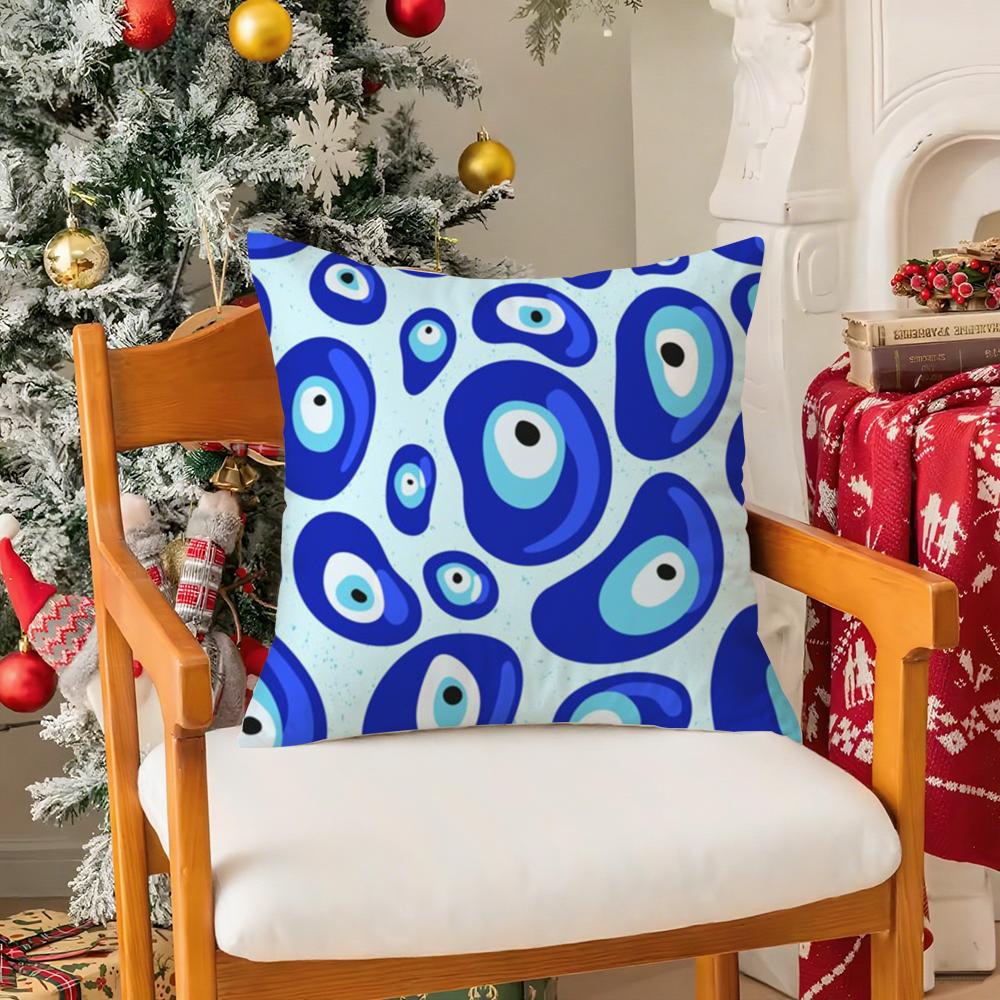 Classic Prank Evil Eyes Funny Pillow Case Silky Short Plush With Invisible Zipper Dustproof Sofa Cushion Cover