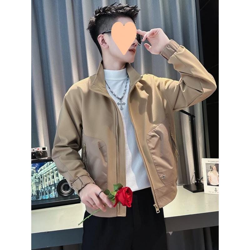 Spring and Autumn Clothes and Jackets Men's Casual Stand Collar Versatile Gowns New Men's Tops Handsome Jackets