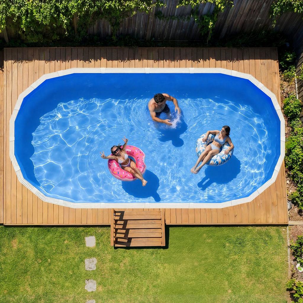 Liner de piscine ovale, 375 x 732 cm Liner de piscine UniBead pour hauteur de paroi de 120 cm, Vinyle premium, Installation facile avec rustines étanches, Conçu pour