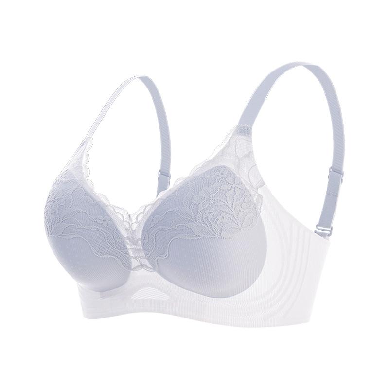 Lace V-neck Underwear Ultra-thin Breathable No Steel Ring Bra Adjustable Breast Light and Thin Versatile Bra