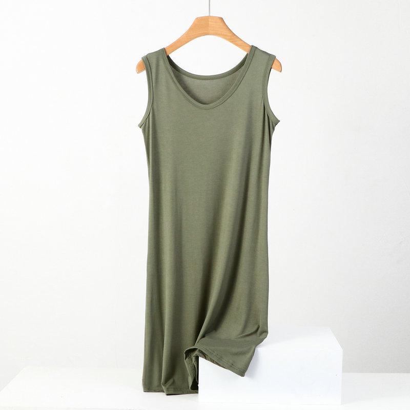 Vestido Camiseta Modal Feminino Preto Sem Mangas - Comprimento Médio, Caimento Solto, Tamanho Grande