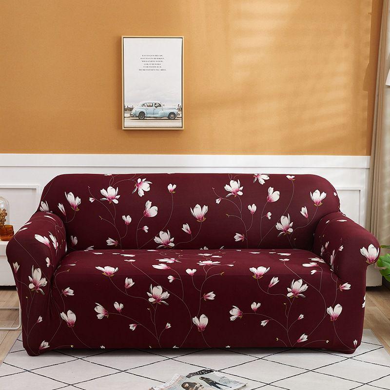 Floral Leaves Printed Soft Sofa Cover For 1/2/3/4 Seater Couches Excellent Fit And Stretch