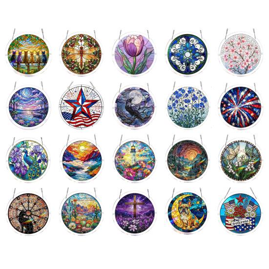 Attrape-soleil Puzzle Acrylique 83 Pièces Kit Créatif Attrape-soleil DIY pour Adultes Ornement Suspendu Vitrail pour Décoration Maison Jardin