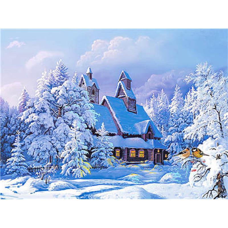 DIY Landscape 5D Diamond Painting Full Round Drill Snow Scenic Diamond Embroidery Cross Stitch Mosaic Kits Wall Art Home Decor
