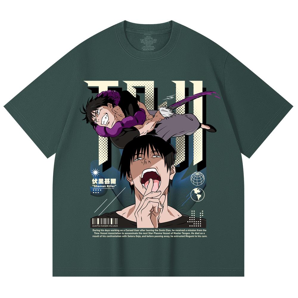 230 Gsm 100% Cotton Jujutsu Kaisen V47 Toji Print Unisex Heavy Cotton T Shirt
