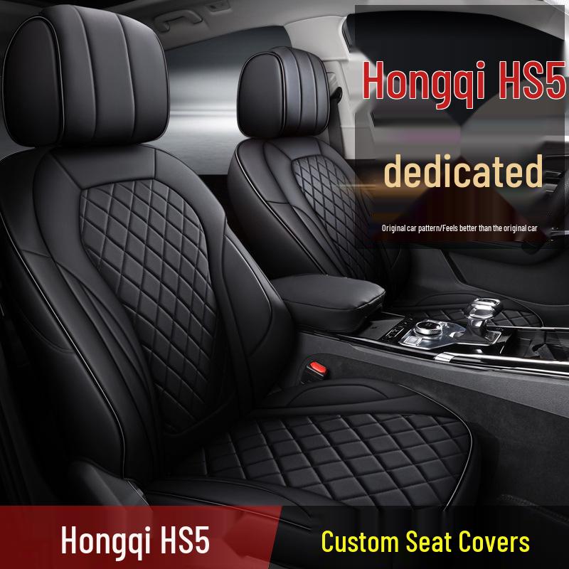 QQG Custom Full Wrap Leather Seat Cover for Hongqi HS5: All-Season, Sporty Design