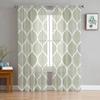 Geometry Moroccan Texture Sage Green Tulle Curtains for Living Room Sheer Curtain for Bedroom Kitchen Blinds Voile Curtains