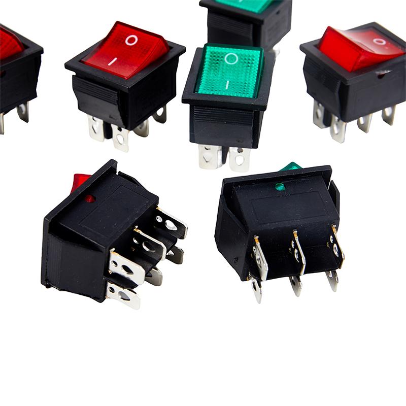 1PCS KCD4 Preto Interruptor de energia Interruptor ON-OFF-ON 3 posições 6 pinos The Arrowis Reset 16A 250VAC/ 20A 125VAC