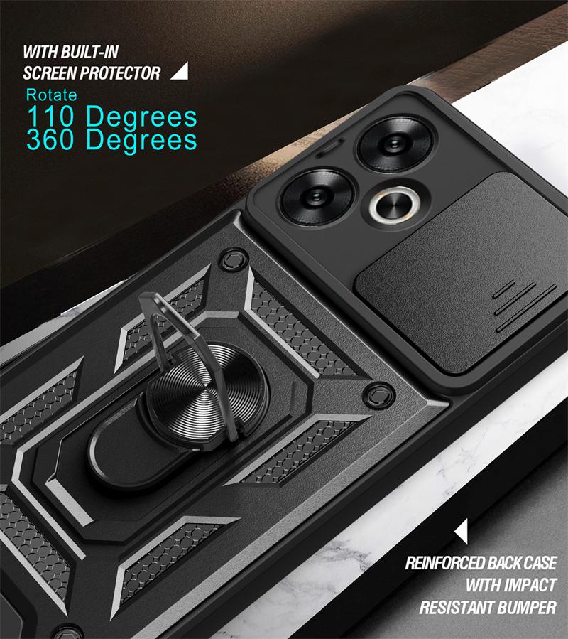 Voor Xiaomi Redmi 13C 5G Case Slide Camera Armor Telefoonhoesje Voor Xiaomi Redmi 13C 13 C Redmi13C 5g Magnetische Ringhouder Achterkant