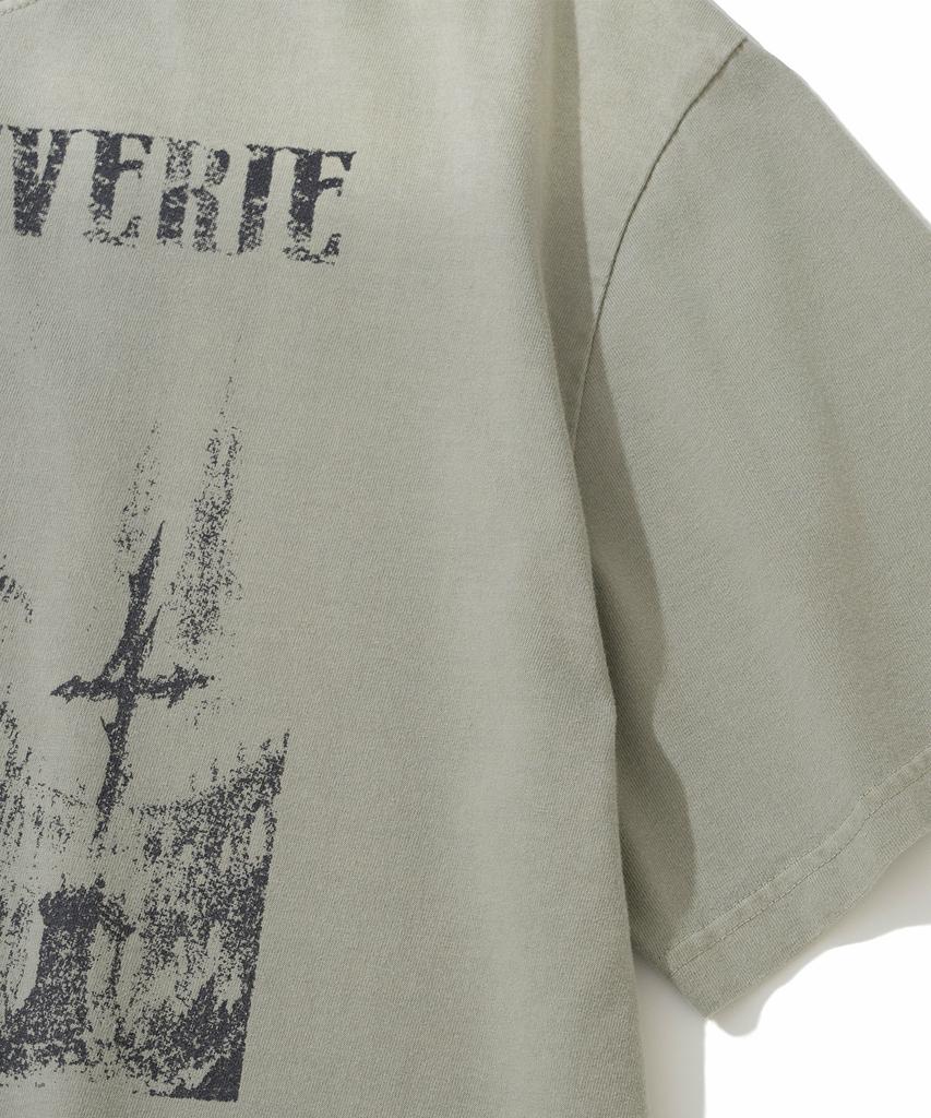 NOT4NERD Triple Sanctuary Bleach Washed Loose Cropped T-Shirts - Beige