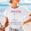 T-shirt Manches Courtes Motif Passionné du Club de Pâtes Mignon Polyvalent Haut Regular Tendance Col Rond Style Décontracté T-shirt pour Femme