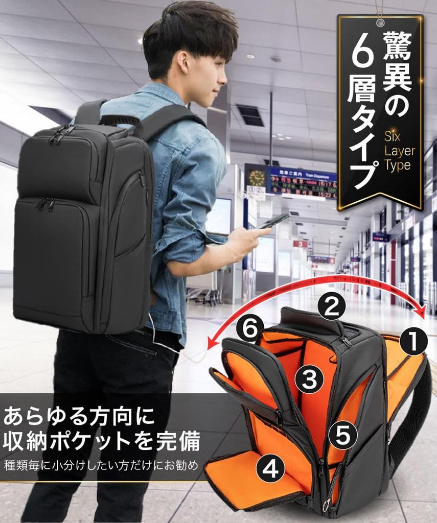 Business Lunch Square Large PC For Business USB Charging Prevents Deformation [ABIBA] Backpack, Men's Backpack, Bag, Rucksack, Capacity, Backpack,