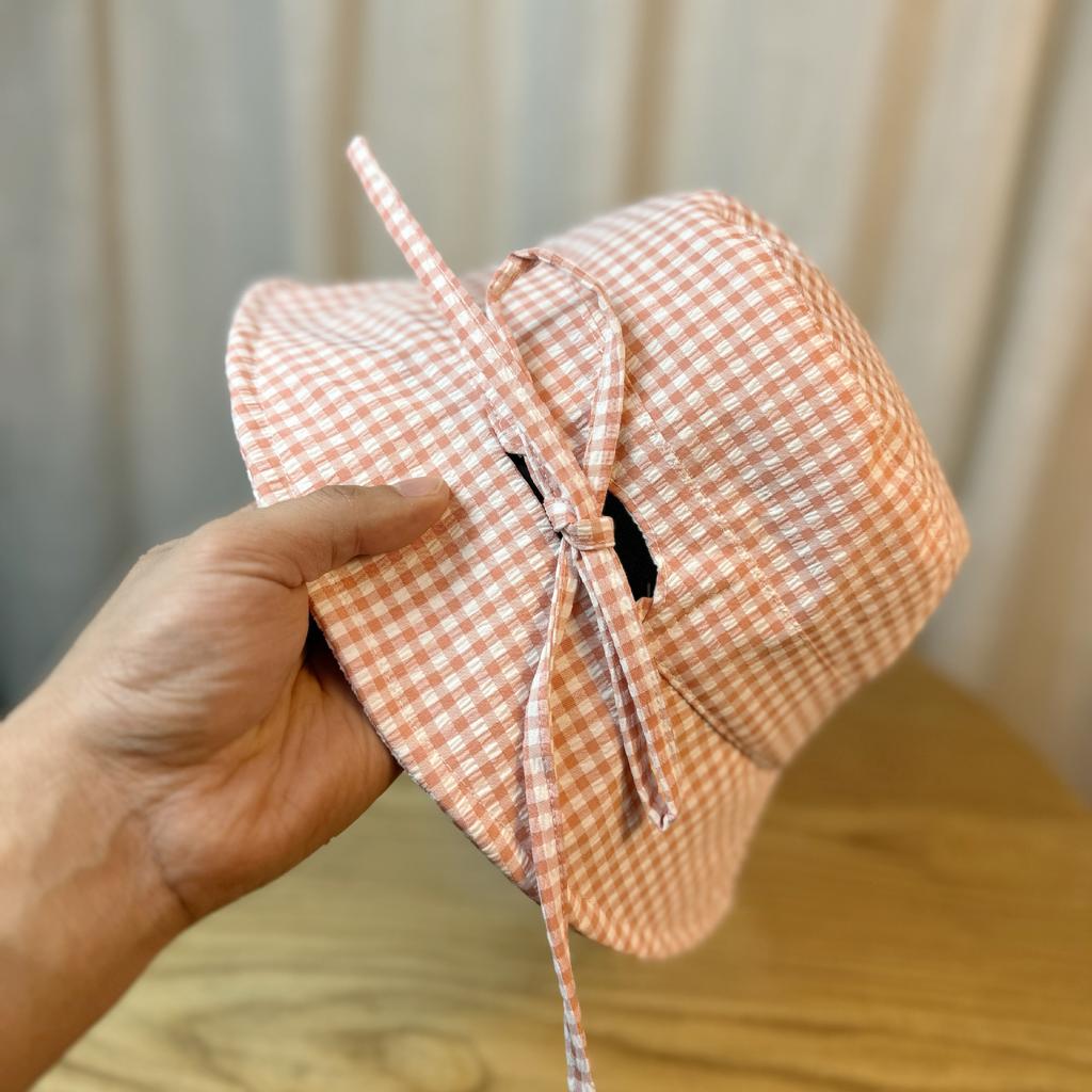 Grid Fisherman Hat, Women's Basin Hat, Large Brim, Sun Shading, Beach Bucket Hat, Panama Cap Y53