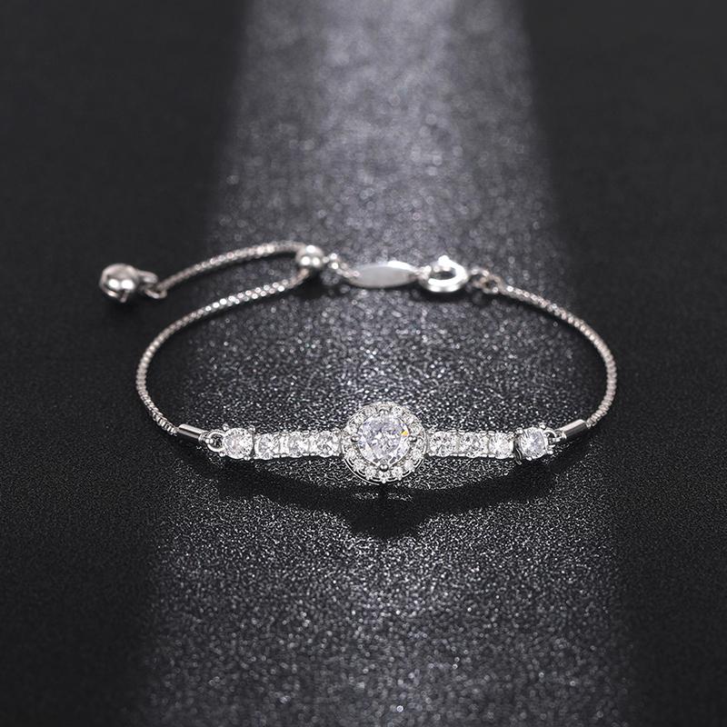 CAOSHI Bracciale Delicato Regolabile per Donna Disponibile in Due Colori Zirconia Cubica Gioielli Indossabili Quotidiani Accessori Brillanti per Feste