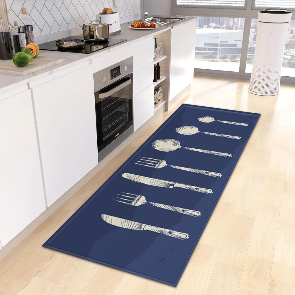 Keukenmat Vloerkleed Huisdecoratie met Kookgerei Voedingspatroon Antislip Vloermat voor Keuken Woonkamer Huismat