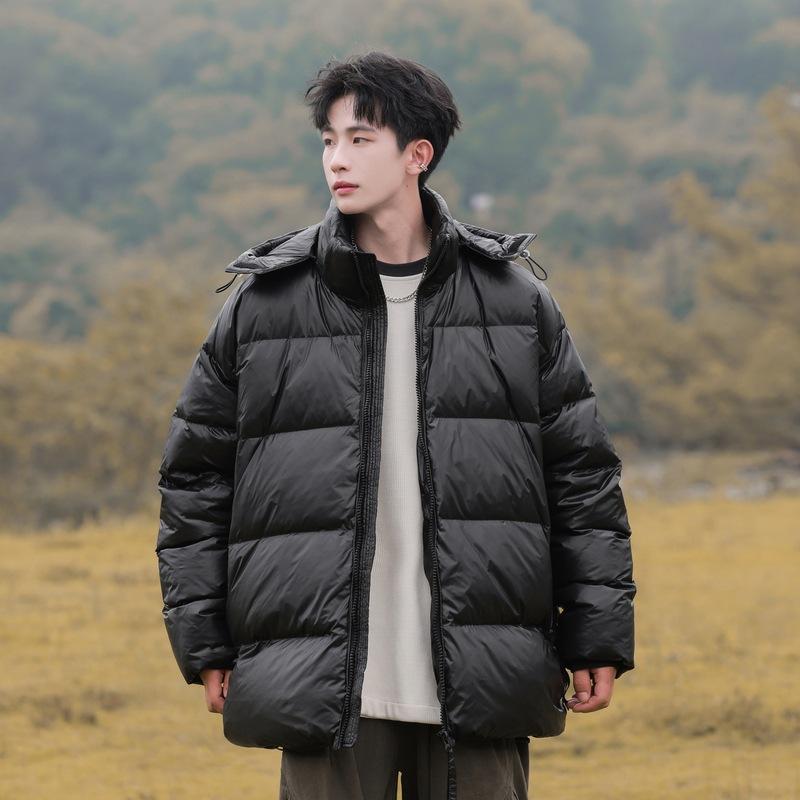 Winter Popular Detachable Down Jacket Couple Casual Warm Windproof Dirt-resistant Glossy White Duck Down Jacket