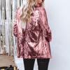 Veste Sequin Femme Blazer Ouvert Brillant Veste Cardigan Manteau Manches Longues Scintillant pour Soirée avec Poches