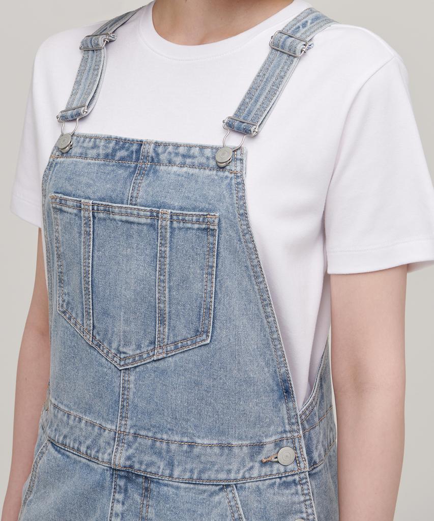 Musinsa Standard Woman Women'S Denim Overall Mini Dress [Light Indigo]
