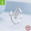 Patroon Fatima Gelukkige Hand Open Ring, Chao Opaal S925 Sterling Zilveren Ring