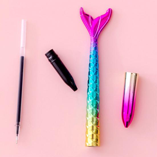 Gel-Stift Meerjungfrau-Thema 0,5 mm Schnelltrocknende Schwarze Tinte Niedlicher Farbverlauf Körper Glatte Schreibfeder für Schüler Journaling