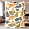 2026 Latest Flannel Blanket Cozy AllSeason Flannel Throw Blanket with Cute Cat Print Perfect for Sofa, Office Naps & Camping Ideal Gift for Parents &