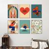 Retro 70s Home Decoration Print Rainbow Skateboard Girl Poster Flower Hippie Car Canvas Painting Bohemian Wall