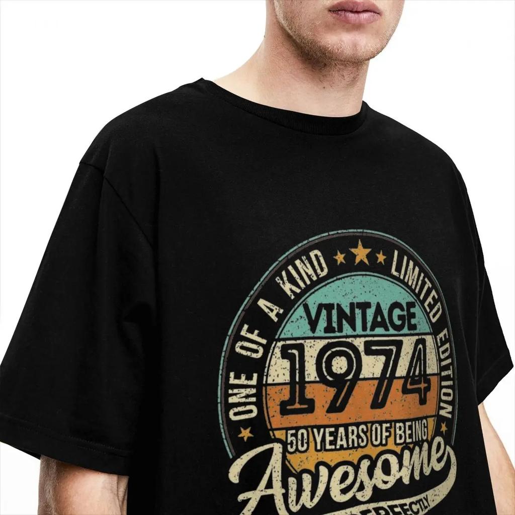 50 Years Old 50th Birthday Gifts Merch Shirt Men Women Vintage 1974 People Novelty Pure Cotton Graphic Print Tee Shirts