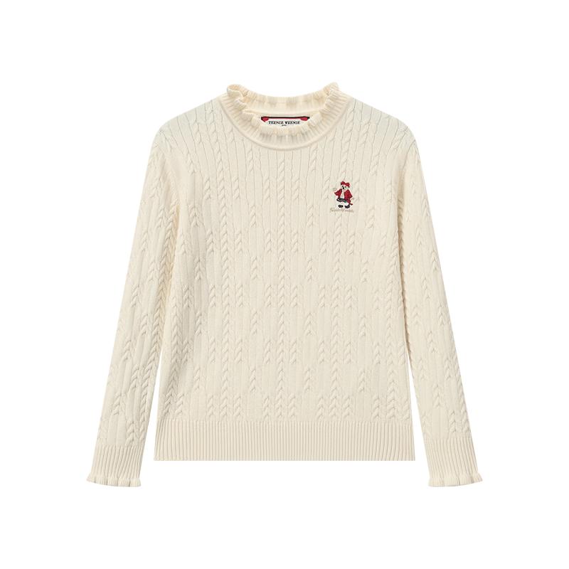 Teenie Weenie Girls' Embroidered Crewneck Knit Sweater