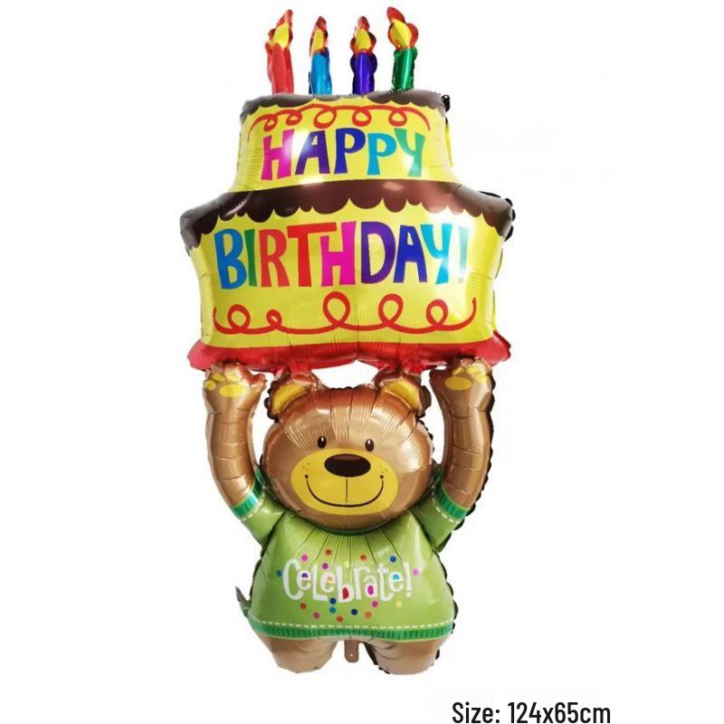 4D Teddy Bear Cake Balloon - Baby Birthday Party Decoration