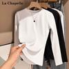 La Chapelle Women's Long Sleeve Round Neck Slim Fit Basic T-Shirt