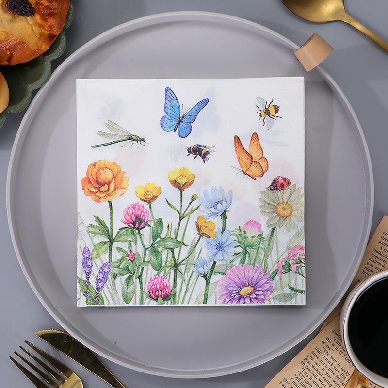 Butterfly Printed Colored Napkin Paper for Parties & Weddings