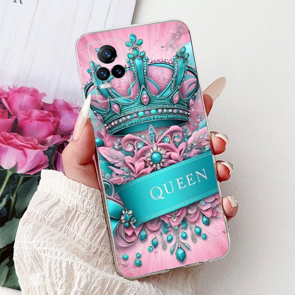 For Vivo V21e V2061 / V21 4G 5G V2050 V2066 Phone Case VivoV21e V 21 4G Elegant Floral Cat Printing Soft Silicone TPU Cases