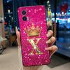 Phone Case For Motorola Edge 30 Lite/Motorola Edge 30 Neo 5G Black Case Shockproof Soft Fashion Letter Crown Cover