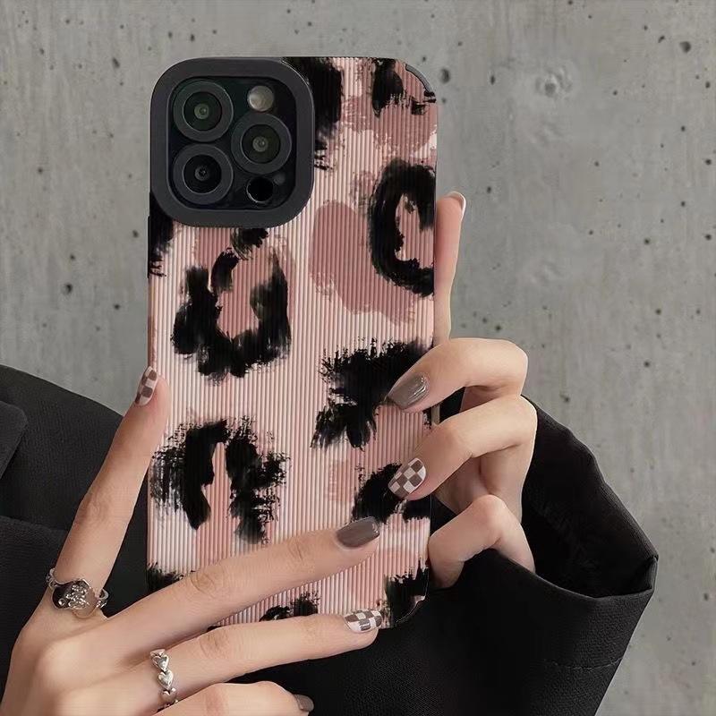 Vintage Leopard Love Kiss Print Hülle für iPhone 17 Air 13 12 11 14 15 Pro Max Mini 16 Plus Weiches Silikon Stoßfest Vollabdeckung