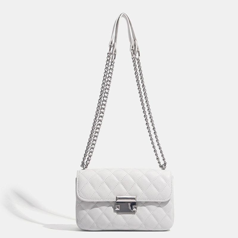 High-end Diamond-patterned Chain Small Square Bag, Stylish Crossbody Shoulder Bag and Handbag