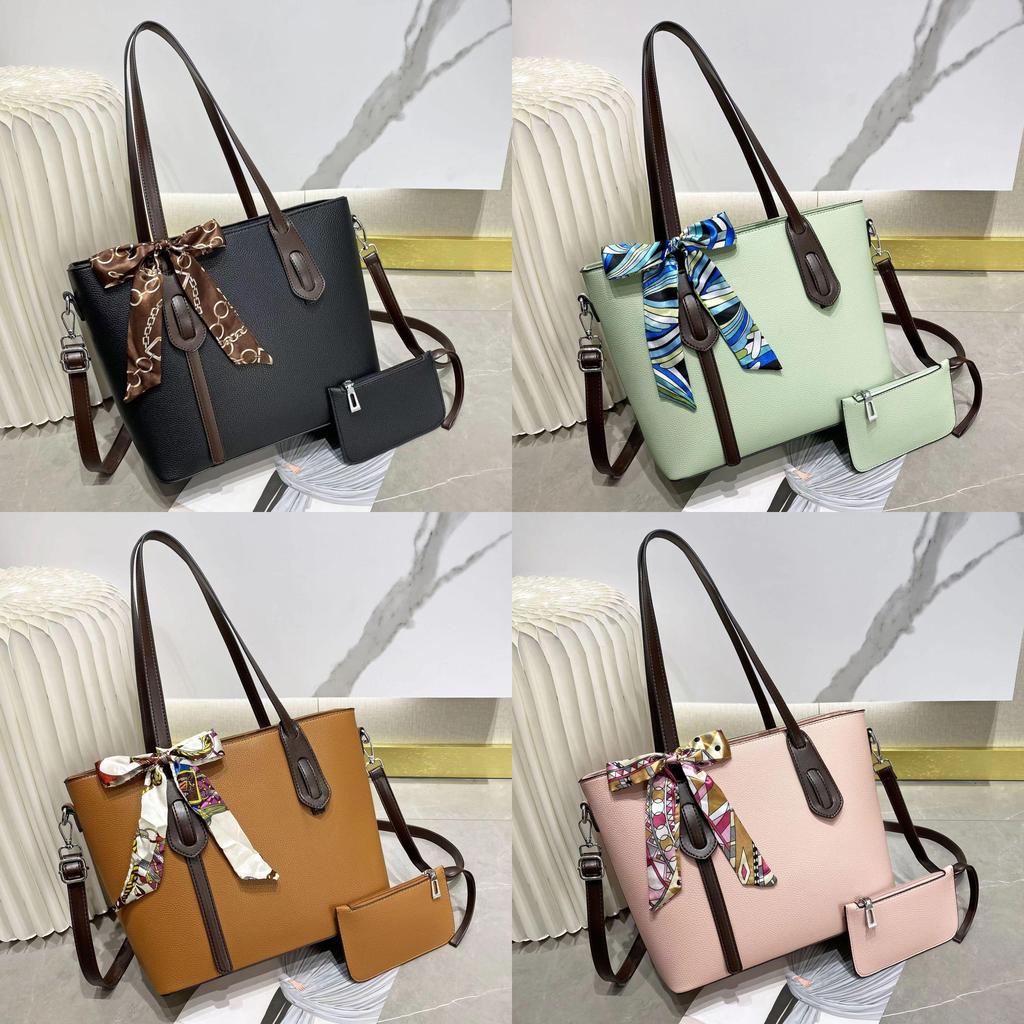 Pu Large Capacity Tote Bag With Zipper Pockets For Casual Travel And Daily Use