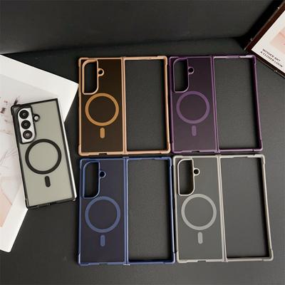 Für Magsafe Magnetische Matt Transparente Handyhülle für Samsung Galaxy Z Fold 7 6 5 4 Fold7 Fold6 Airbag Stoßfänger Stoßfeste Hülle