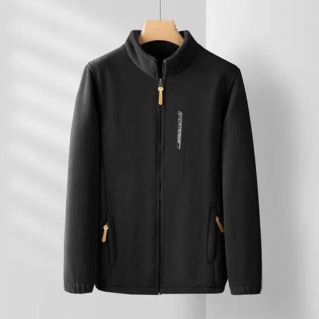 Winter Men Outdoor Fleece Jacket Casual Polar Fleece Cold Proof Thickened Coat Lightweight Windproof Zipper Cardigan Warm Jacket