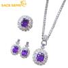Classic Copper Alloy Zircon Ring Earrings Pendant Necklace Jewelry Sets Wedding Party Gifts