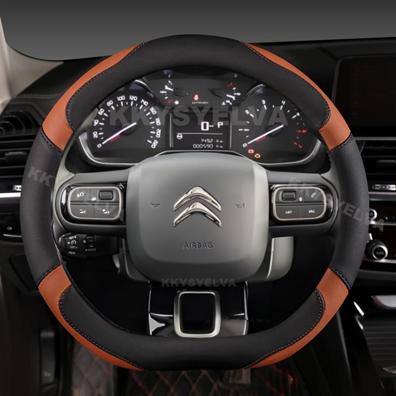 D Type Steering Wheel Cover For Citroen C3-XR New Elysee C4 Sega 2014 - Spacetourer Picasso DS3 DS5 C3 II III 2009 -