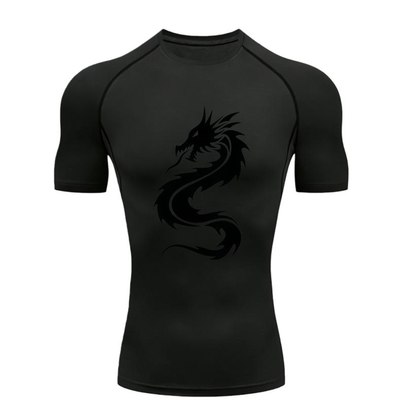 Draak Heren Sport T-shirt Training Fitness Compressie Korte Mouw Rashguard voor Mannen Atletische T-shirts Workout T-shirt