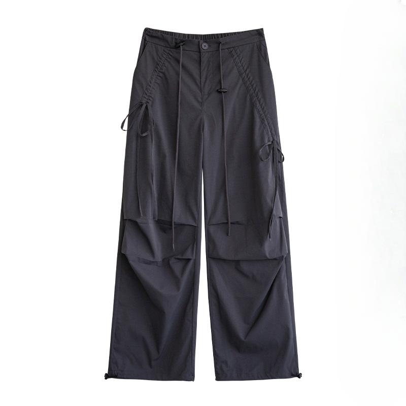 Women's Cargo Pants Overalls Hiking Pants High Waist Retro Loose Wide-leg Bow Casual Sports Pants