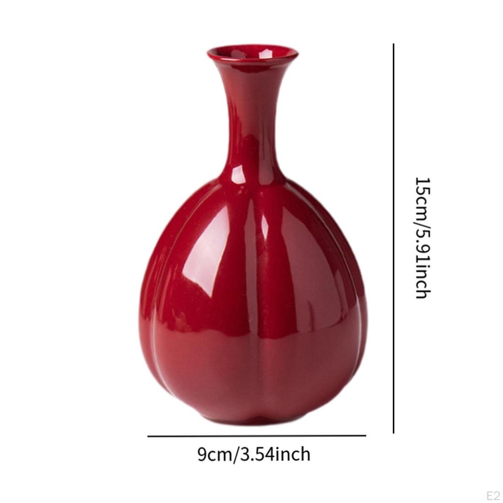 Red Ceramic Vase, Flower Vases, Creative Decorative Desktop Vase for Fireplace Living